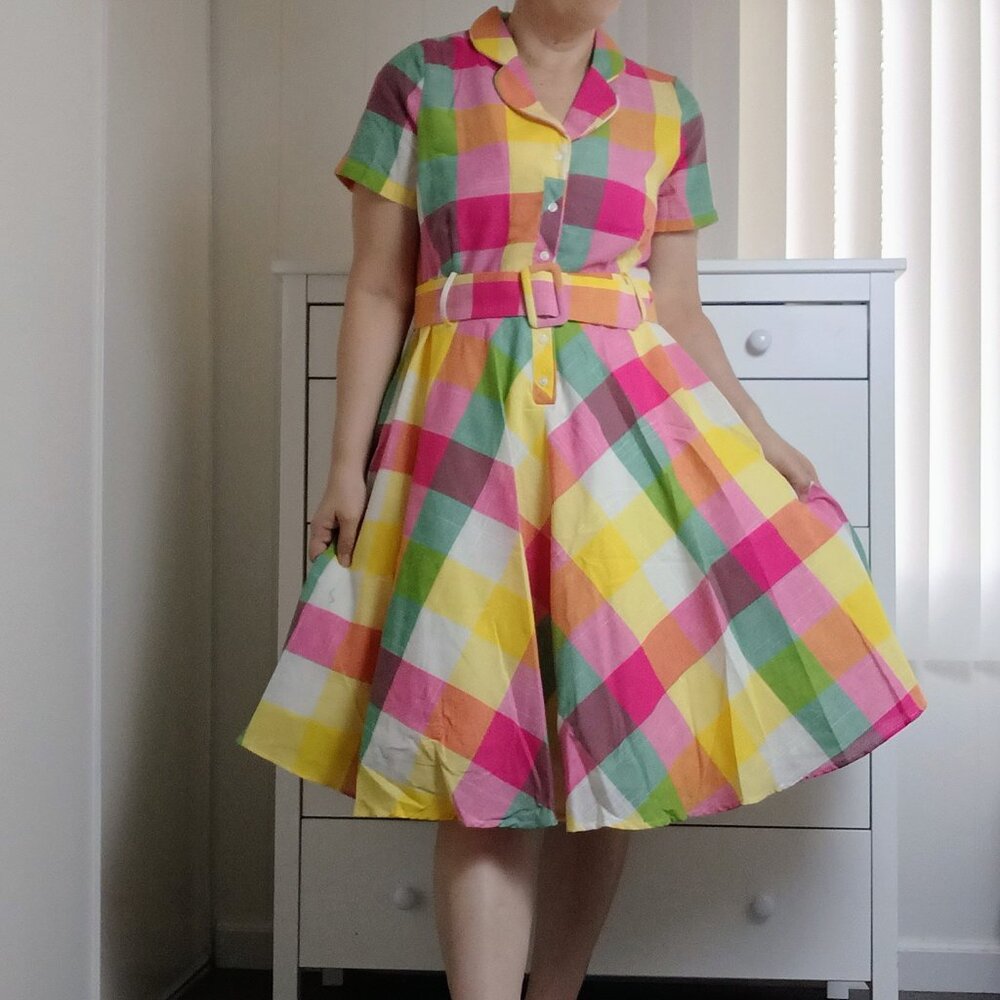 1950's swing retro vintage rockabilly 1940's pastel shirt waist dress